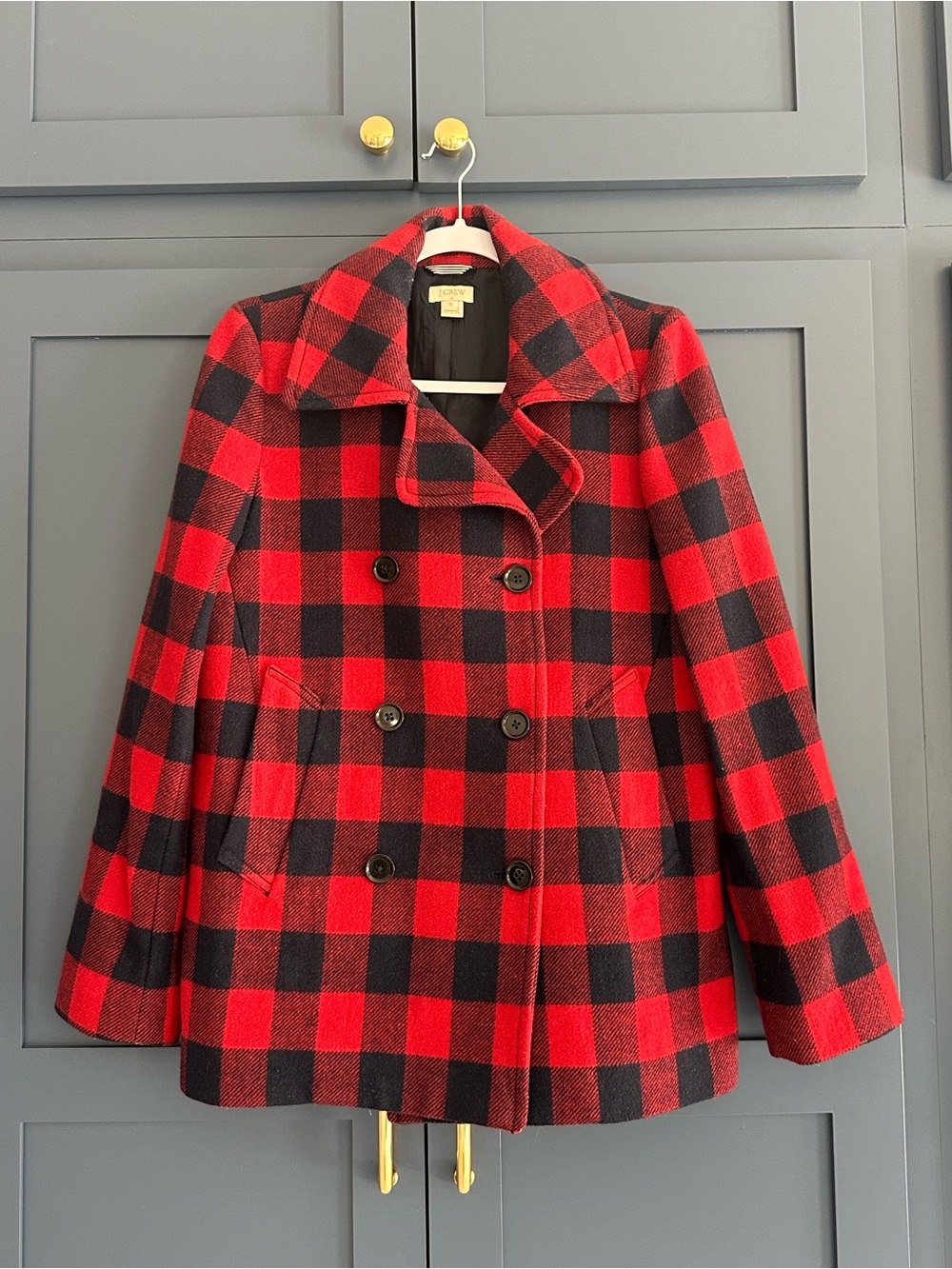 J CREW Buffalo Plaid Double Breasted Jacket Size 6